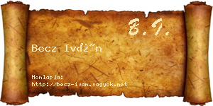 Becz Iván névjegykártya